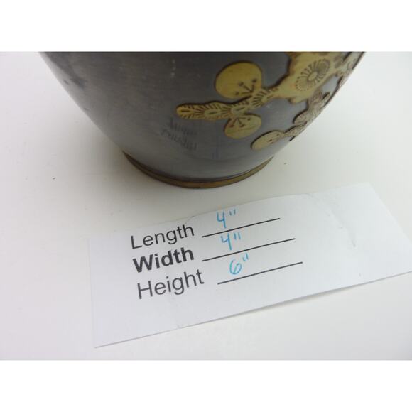 Vintage Pewter Brass Ginger Jar Cherry Blossoms - Picture 7 of 7